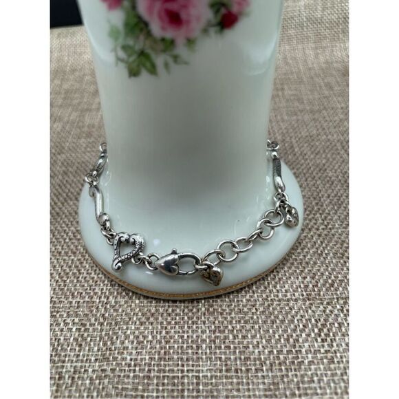 Brighton Silver-Tone Heart Shape Engraved Link Bracelet - Picture 2 of 7